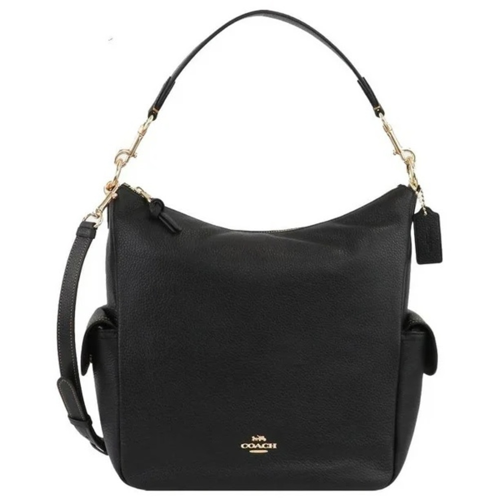 Coach “Pennie” Black Pebbled Leather Shoulder Bag (with Hang Tag & Twilly)(EUC)